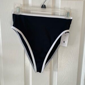 Shade & Shore Black and White High-Waisted Bikini Bottom